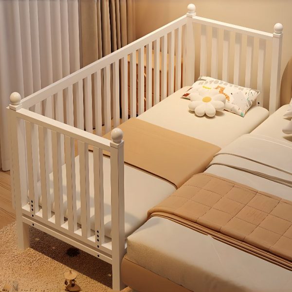 "Simple Timber Standard Children Bed with Coir Mattress, Guardrail for Gender Neutral Use"