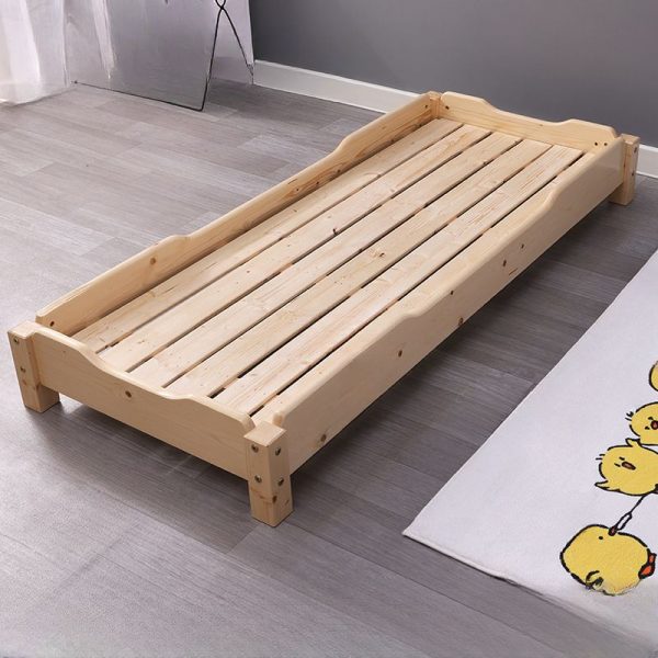 "Unfinished Color Modern Pine Wood Panel Standard Children Bed, Gender Neutral with Guardrail"