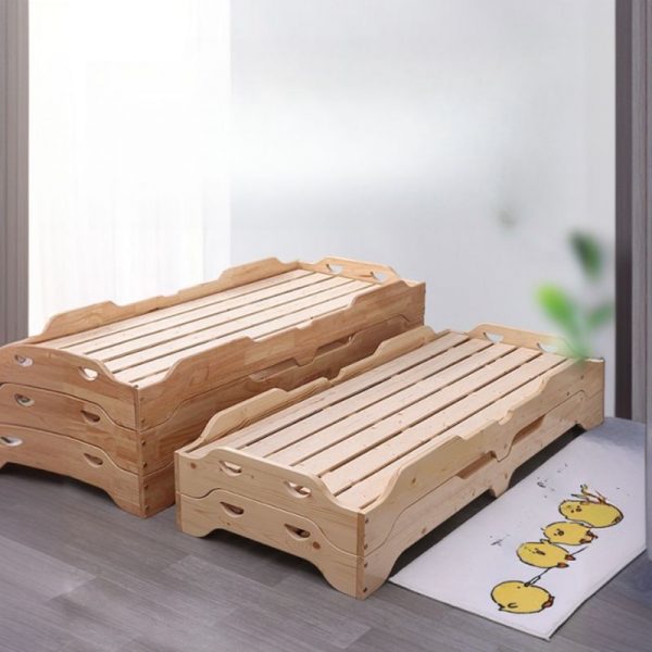 "Chic Wood Color Contemporary Standard Kids Bed in Oak Wood/Pine Wood for Gender Neutral"