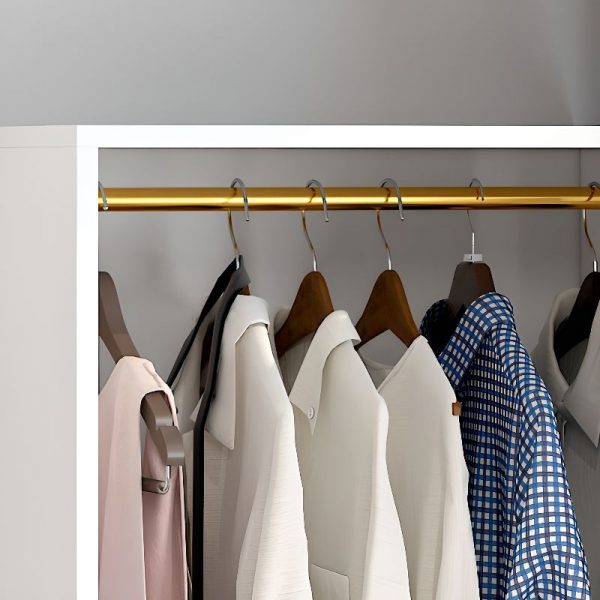 "Lumber Children's Wardrobe with Shelf, Drawer, Clothing Rod, and Door"