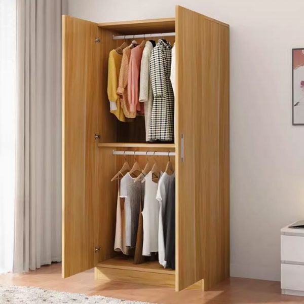 "Lumber Children's Wardrobe with Shelf, Clothing Rod, and 2 Doors"