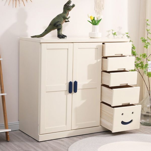 "Versatile Kids Armoire with Lumber Build, Shelf, Drawer, Clothing Rod, and Door"