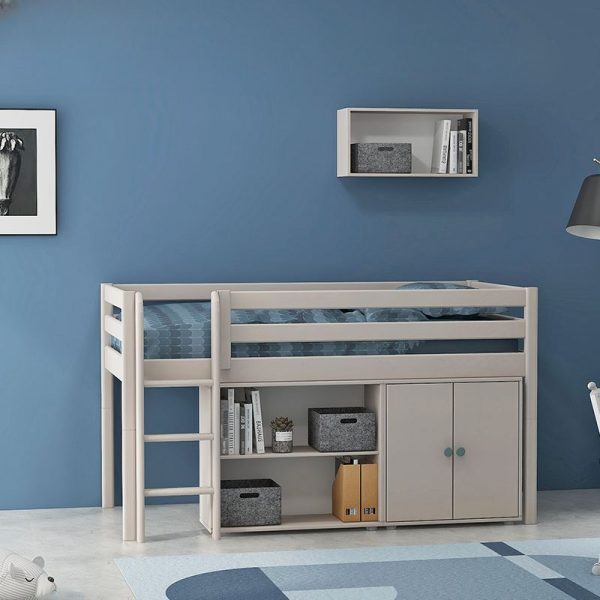 "Cocoa Composite Wood Vertical Self-supporting Standard Children's Bookshelf Closed Back with Articulated Door, 5 Shelves"