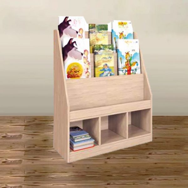 "Natural Color Standard Children's Bookshelf with 4/3 Shelves, Horizontal/Vertical, Closed/Open Back, Timber, Unattached, Scratch-tolerant"