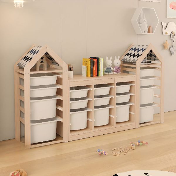"Natural Finish Simplistic Standard Children's Bookshelf with 2 Shelves, Vertical Orientation, Open Back, Natural Wood, Standalone Installation"