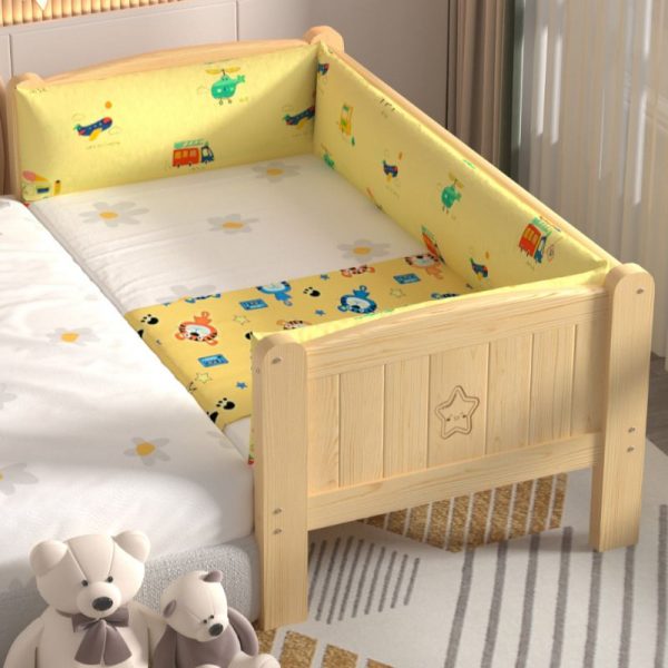 "Classic Wood Color, Contemporary Style Wood Standard Kids Bed with Guardrail, Gender Neutral"