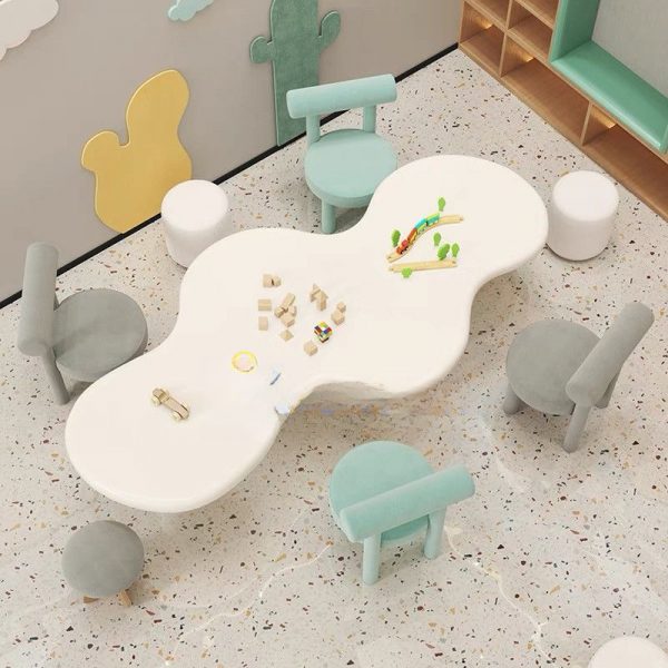 "Children Computer Desk with Timber Table Top in White/Lime Green/Wood Color"