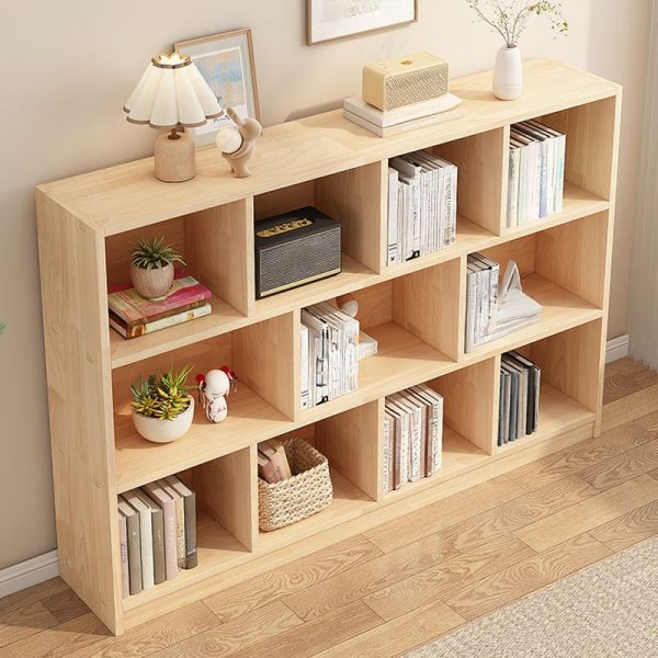 "Wood Color Simplistic Standard Children's Bookshelf with Multiple Shelves Options, Vertical, Natural Wood, Standalone, Closed Back"