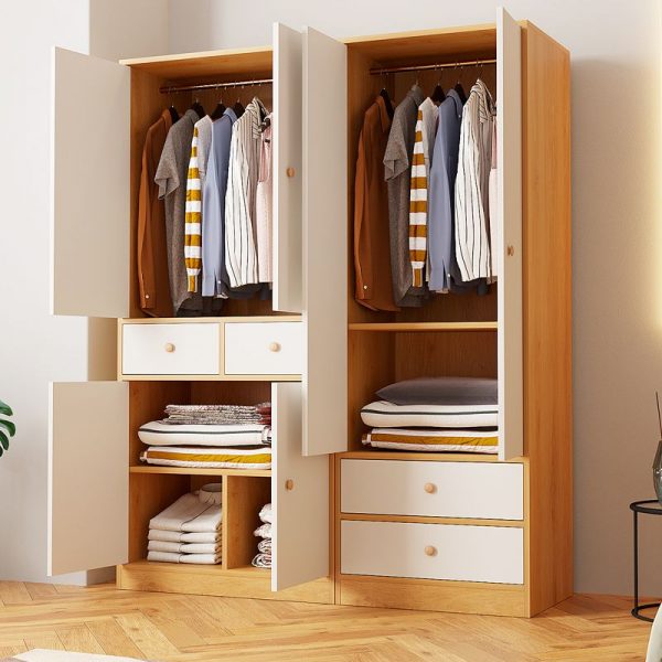 "Lumber Kids Armoire with 2 Drawers, Shelf, Clothing Rod, and 2/4 Doors"