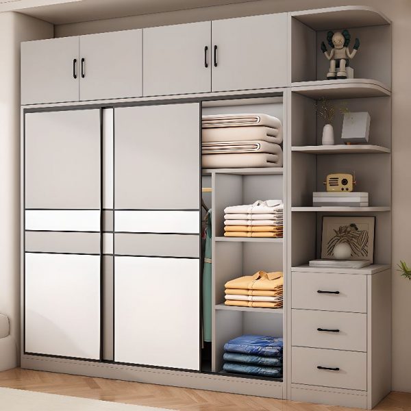 "Grey Lumber Kids Armoire with Shelf, Clothing Rod, and Door"