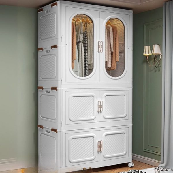 "Versatile Kids Armoire with Plastic Build, Shelf, Clothing Rod, and Door"