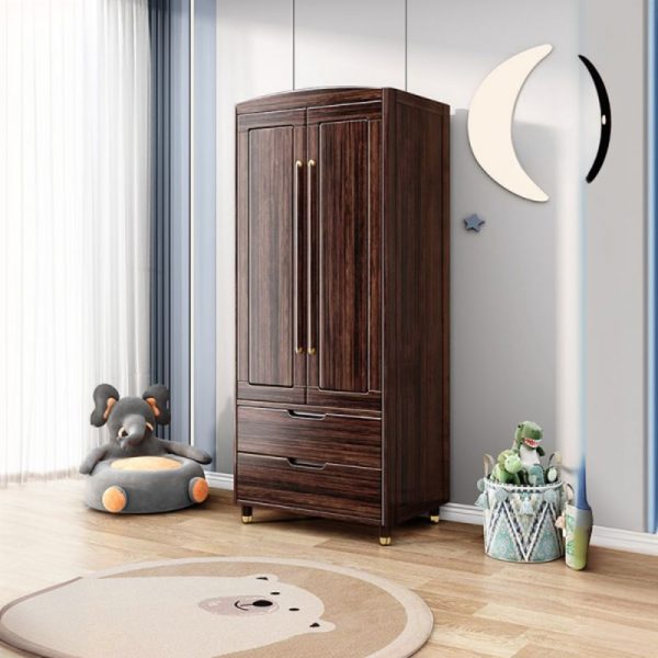 "Functional Children Armoire with Lumber Build, Shelf, Drawer, Clothing Rod, and Door"