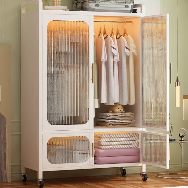 "Chalk Metal Kids Armoire with Shelf, Clothing Rod, and Door"
